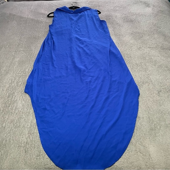 Skye semi sheer high low sleeveless shirt dress size large blue - Picture 4 of 8